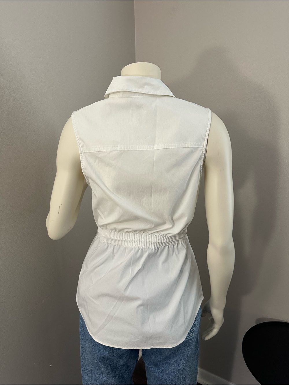 Athleta White Button-Front Drawstring Tank - Picture 3 of 3